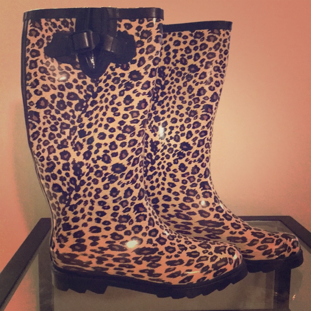 Leopard Print Rain Boots